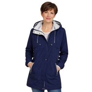 Croft & Barrow Navy Blue Hooded Rain Jacket Back Vent Size Med